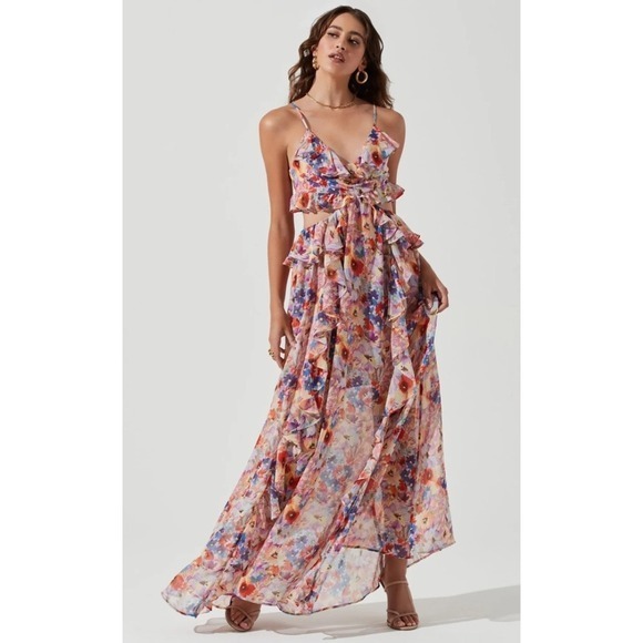 Anthropologie Dresses & Skirts - astr palace floral ruffle cutout maxi dress